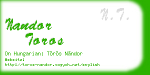 nandor toros business card