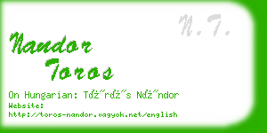 nandor toros business card